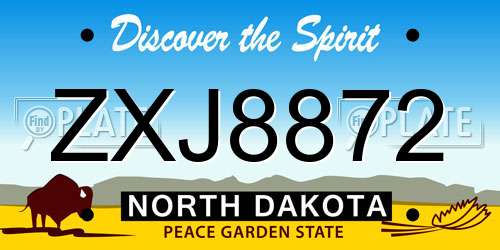 ZXJ8872 North Dakota License Plate