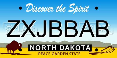 ZXJBBAB North Dakota License Plate