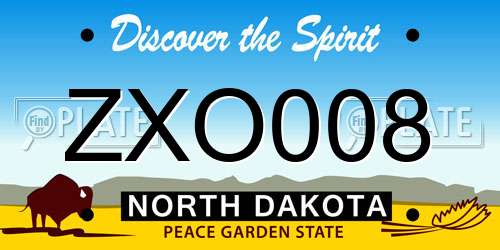 ZXO008 North Dakota License Plate