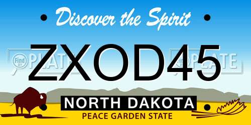 ZXOD45 North Dakota License Plate