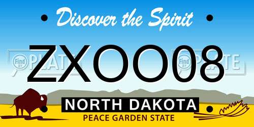 ZXOO08 North Dakota License Plate