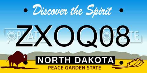 ZXOQ08 North Dakota License Plate