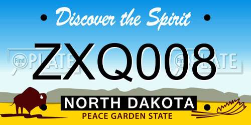 ZXQ008 North Dakota License Plate