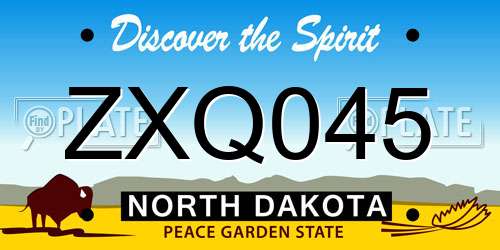ZXQ045 North Dakota License Plate