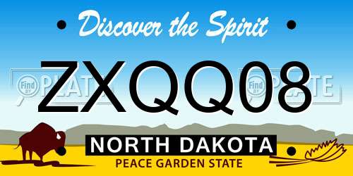 ZXQQ08 North Dakota License Plate
