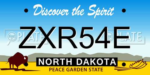 ZXR54E North Dakota License Plate