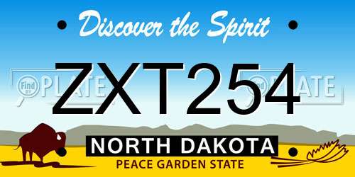 ZXT254 North Dakota License Plate