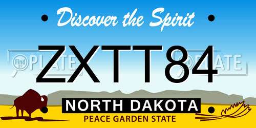 ZXTT84 North Dakota License Plate