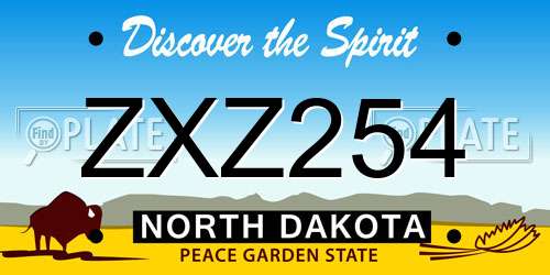 ZXZ254 North Dakota License Plate