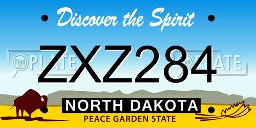 ZXZ284 North Dakota License Plate