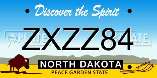 ZXZZ84 North Dakota License Plate