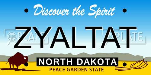 ZYALTAT North Dakota License Plate