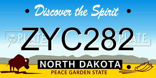 ZYC282 North Dakota License Plate