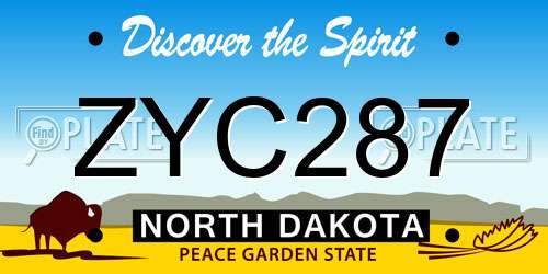 ZYC287 North Dakota License Plate