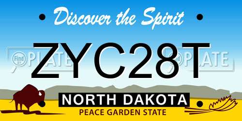ZYC28T North Dakota License Plate