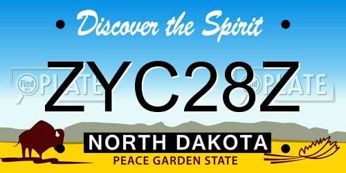 ZYC28Z North Dakota License Plate