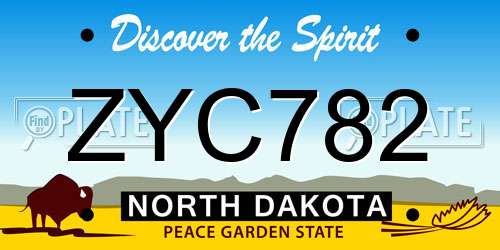ZYC782 North Dakota License Plate