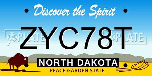 ZYC78T North Dakota License Plate