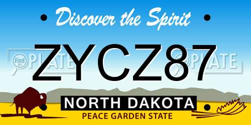 ZYCZ87 North Dakota License Plate