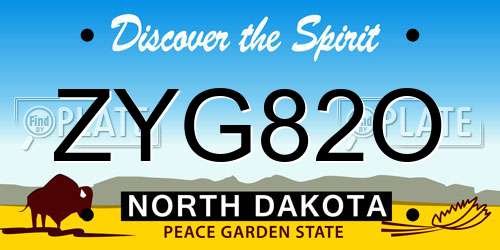 ZYG82O North Dakota License Plate