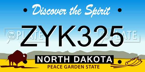 ZYK325 North Dakota License Plate