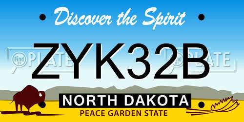 ZYK32B North Dakota License Plate