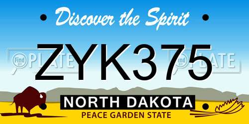 ZYK375 North Dakota License Plate
