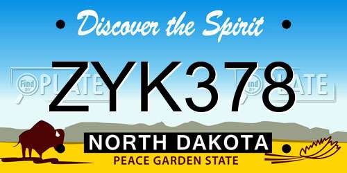 ZYK378 North Dakota License Plate