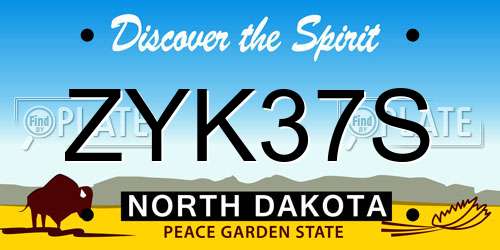 ZYK37S North Dakota License Plate