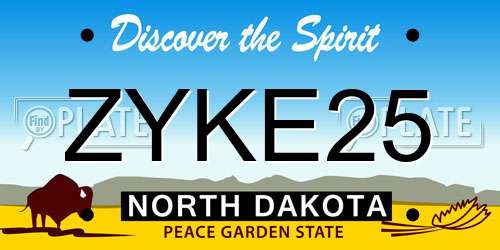 ZYKE25 North Dakota License Plate
