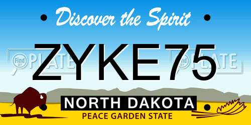 ZYKE75 North Dakota License Plate
