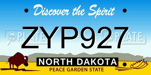 ZYP927 North Dakota License Plate