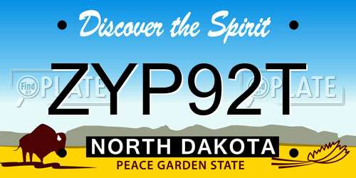 ZYP92T North Dakota License Plate