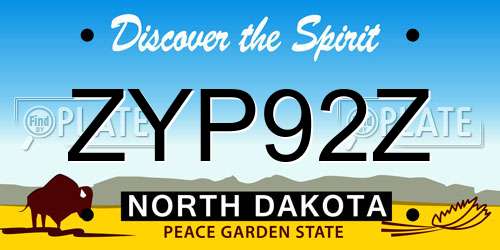 ZYP92Z North Dakota License Plate