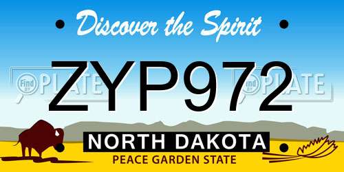 ZYP972 North Dakota License Plate