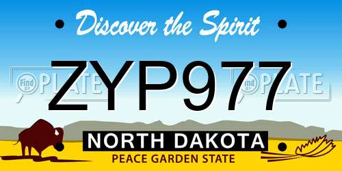 ZYP977 North Dakota License Plate