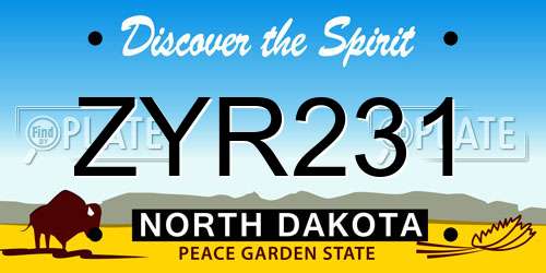 ZYR231 North Dakota License Plate