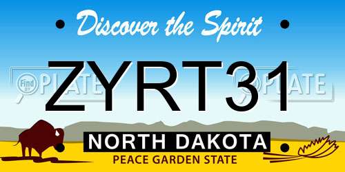 ZYRT31 North Dakota License Plate