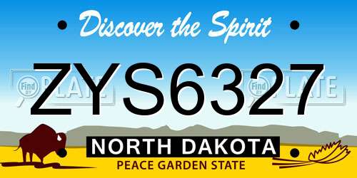 ZYS6327 North Dakota License Plate