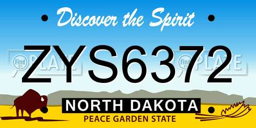 ZYS6372 North Dakota License Plate