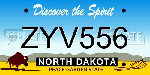 ZYV556 North Dakota License Plate