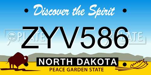ZYV586 North Dakota License Plate