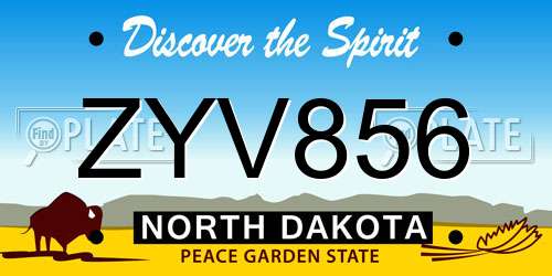 ZYV856 North Dakota License Plate