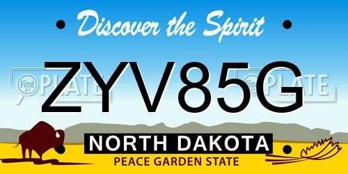 ZYV85G North Dakota License Plate