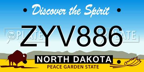 ZYV886 North Dakota License Plate