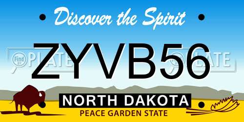 ZYVB56 North Dakota License Plate