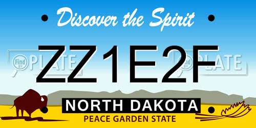 ZZ1E2F North Dakota License Plate