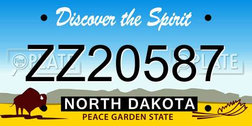 ZZ20587 North Dakota License Plate