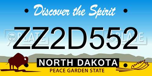 ZZ2D552 North Dakota License Plate