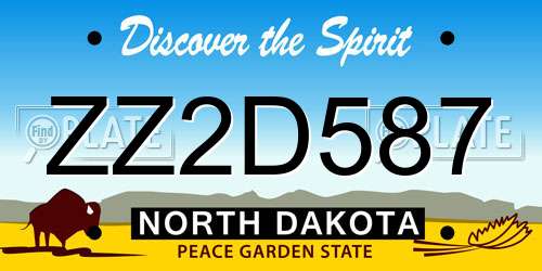 ZZ2D587 North Dakota License Plate